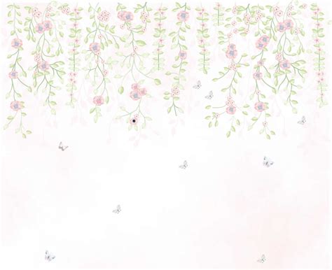 Papel De Parede Flores De Cima Saindo Do Teto Aquarela Arquiprojeto