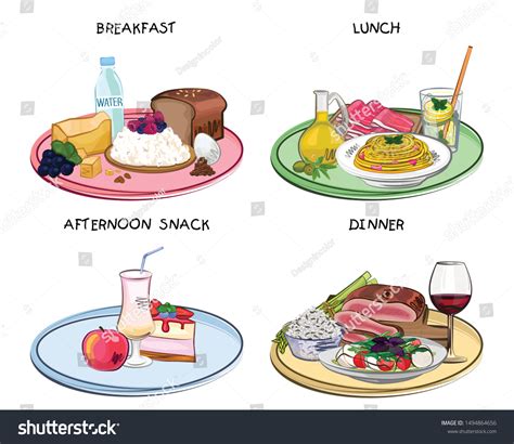 From the roman times to the middle ages everyone ate in the middle of the day, but it was called. Breakfast Lunch & Dinner Clipart / Brunch served between 10 and 11, light meal to give the ...