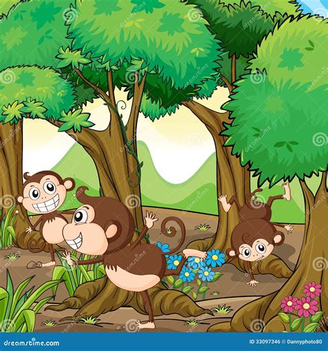 Threemonkeys Cartoon Vector 1164525