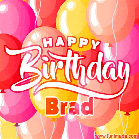 Happy Birthday Brad Colorful Animated Floating Balloons Birthday Card