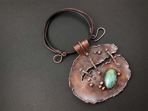 Tibet Turquoise Stone Pendant Copper Pendant Metalwork Pendant Etsy