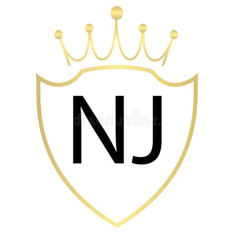 NJ Letter Logo Design With Simple Style Stock Vector Illustration Of