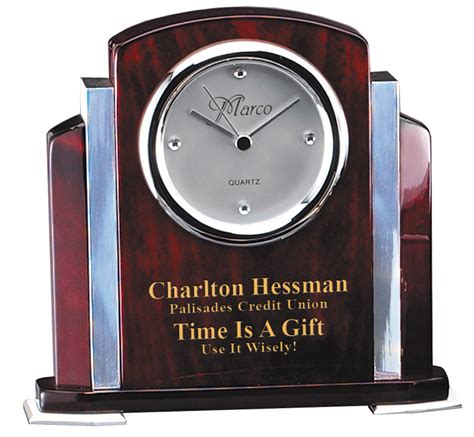 Rosewood And Aluminum Personalized Step Design Clock Executive T Shoppe