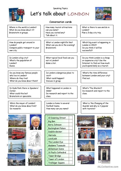 Lets Talk About London English Esl Worksheets Pdf And Doc