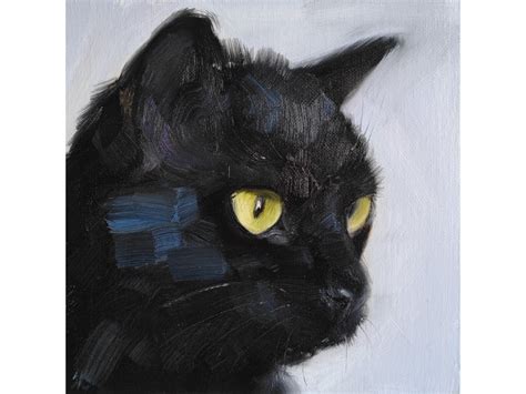 Blackcat49 Black Cat Painting Black Cat Oil Painting Original Black