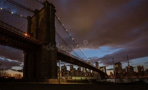 Brooklyn Bridge Seen From Dumbo Park At Sunset Editorial Photo Image