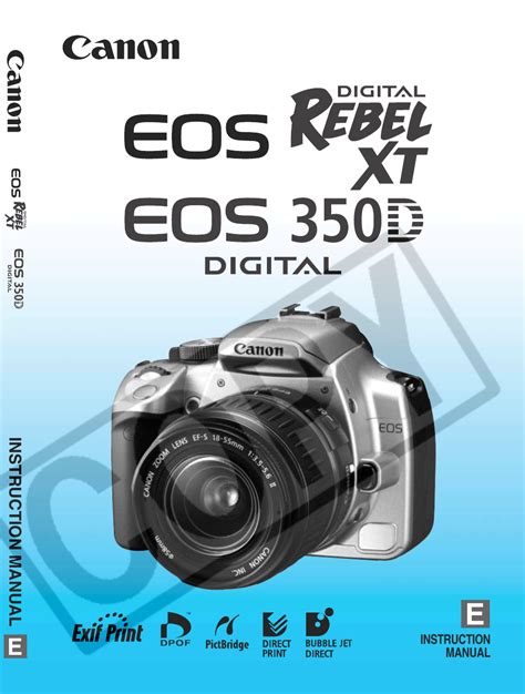 Canon Eos Rebel Xt User Manual 172 Pages Also For Eos 350d