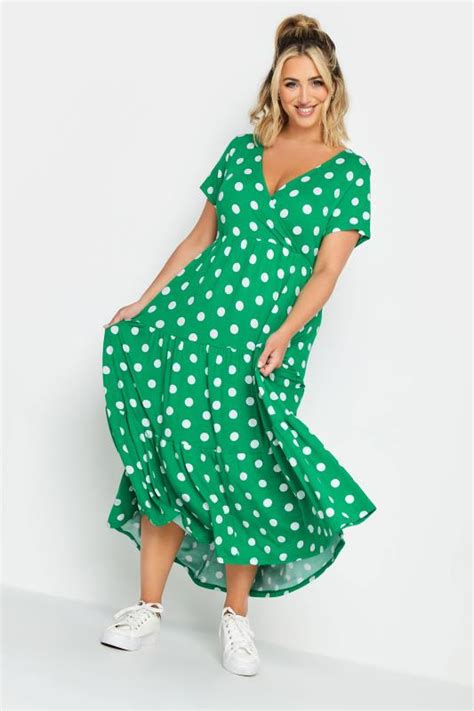 Yours Plus Size Green Polka Dot Print Sleeveless Maxi Dress Yours
