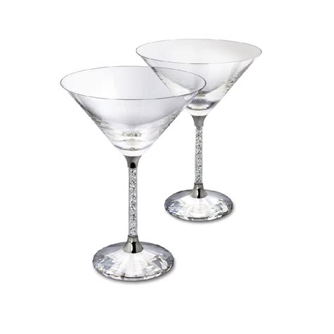 Pair Of Swarovski Crystal Filled Stem Cocktail Glasses