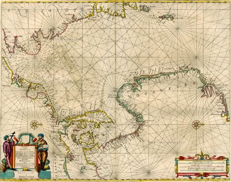 Antique Sea Chart Of The North Sea By J Janssonius Sanderus Antique
