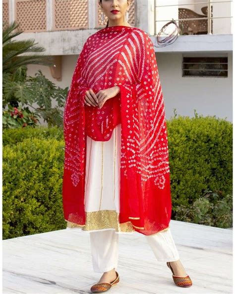 Bandhani Bandhej Dupatta Jaipuri Rajasthani Women Silk Gota Border