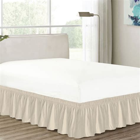 Misr Linen Solid Wrap Around Bedskirt Egyptian Cotton 400 Thread Count 21 Inches Drop