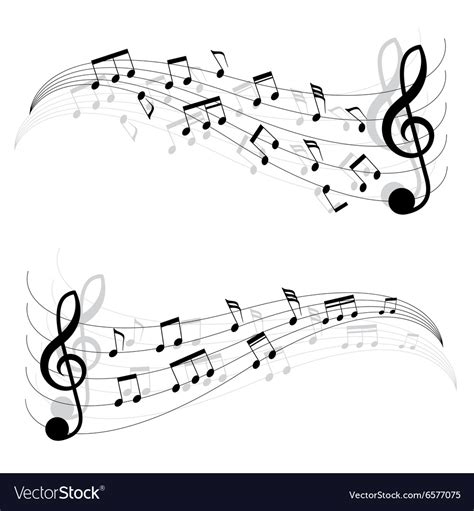 Two Little Black Musical Notes On Moving Chords Vector Image