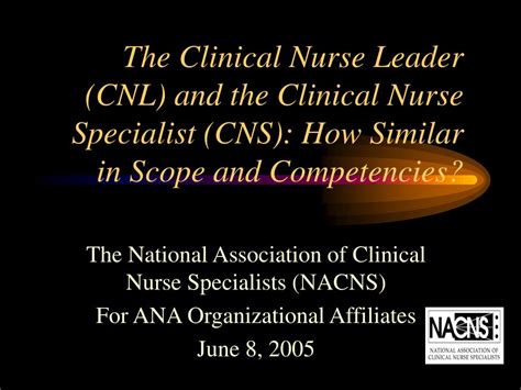 Ppt The Clinical Nurse Leader Cnl And The Clinical Nurse Specialist