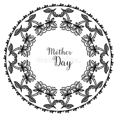 Mother Day Lettering Shape Of Card Design Silhouette Flower Frame Vector Stock Vector