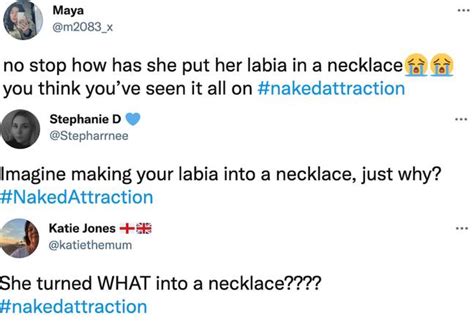 naked attraction contestant shocks viewers by wearing labia as necklace