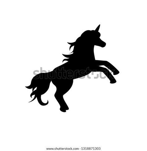 Black Silhouette Unicorn On White Background Stock Vector Royalty Free