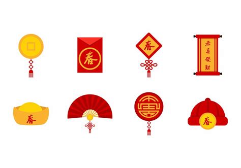 Chinese New Year Icons Vector 122126 Vector Art At Vecteezy