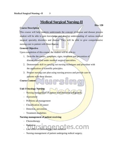 Medical Surgical Nursing Ii Notes Pdf Nursing