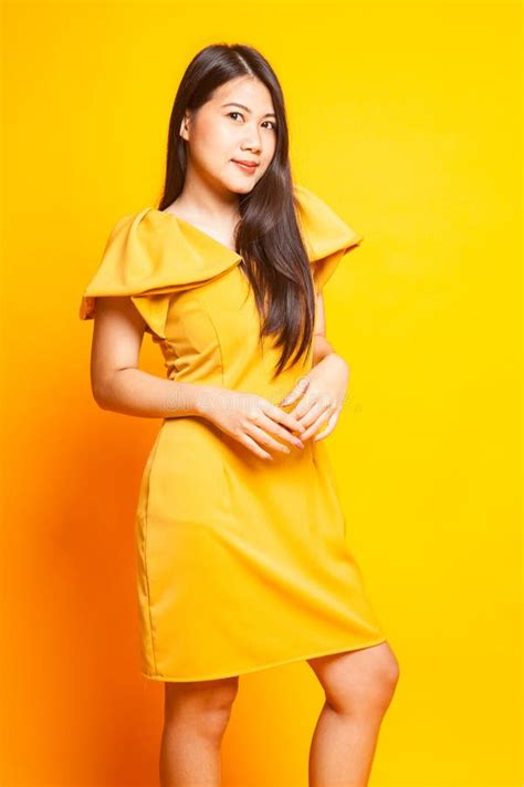 Beautiful Young Asian Woman In Yellow Dress Stock Image Image Of Cute