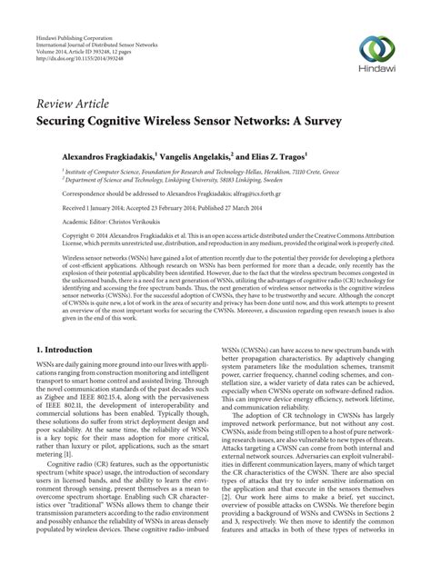 Pdf Securing Cognitive Wireless Sensor Networks A Survey