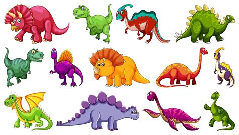Set Of Different Dinosaur Cartoon Characters 1784028 Vector Art At Vecteezy