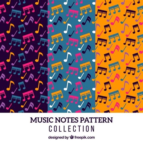 Collection Of Colorful Musical Notes Patterns Free Vector