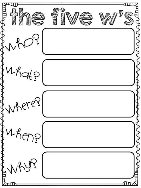 The 5 Ws Question Words Graphic Organizer Teaching Writing First