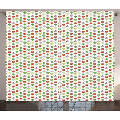 Vegetables Curtains 2 Panels Set Food Themed Simple Repetitive Pattern