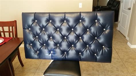 Diy Blue Tufted Floating Headboard With Diamond Pattern Youtube