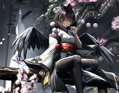 Female Dark Angel Anime Character Digital Wallpaper Cropped