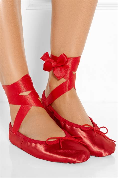 Ballet Beautiful Satin Ballet Slippers In Red Lyst