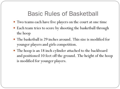 Mr Schmidt Basketball Basic Rules Of Basketball Two Teams Each Have