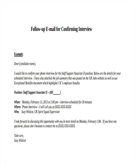 Interview Follow Up Email Samples / 8+ Thank You Note After Phone