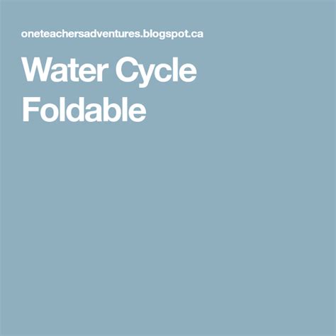 Water Cycle Foldable Water Cycle Foldable Water Cycle Foldables