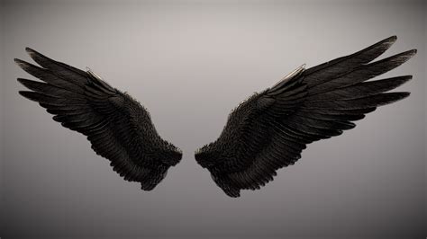 Artstation Low Poly Animated Dark Angel Wings Game Assets