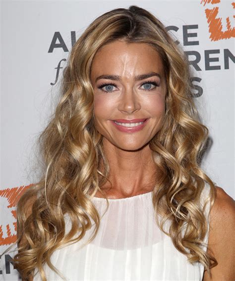 Denise Richards Long Curly Casual Hairstyle Golden Blonde Hair Color With Light Blonde Highlights