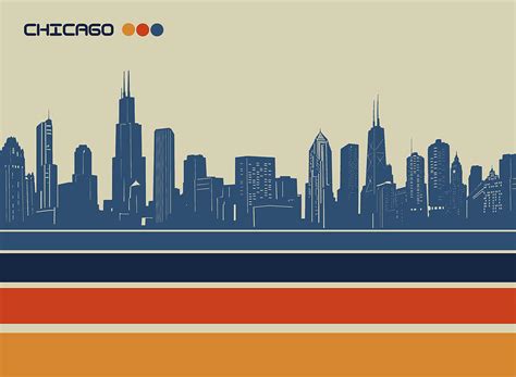 Chicago Skyline Retro 2 Digital Art By Bekim M Pixels