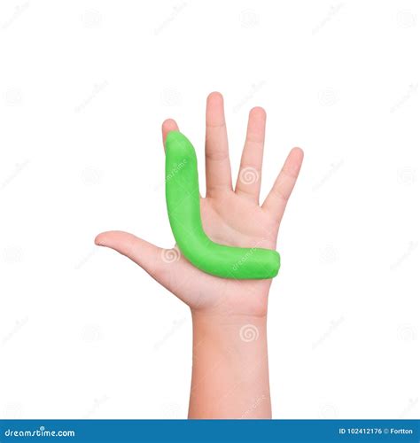 Green Slime In The Hands Of A Child On A White Background Stock Photo