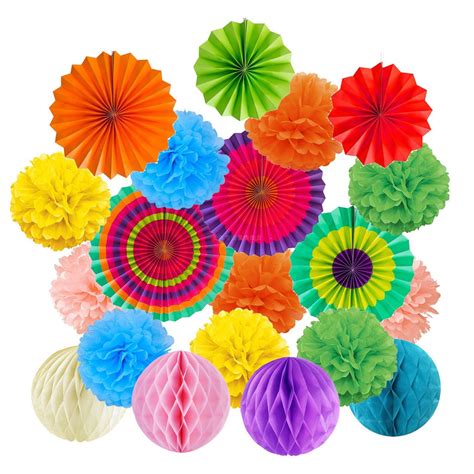 Iopqo Office Hanging Paper Fans Flower Ball Tissue Paper Flower And