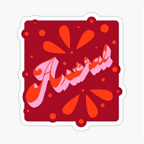 astral 70s groovy script orange sticker by wpahat redbubble