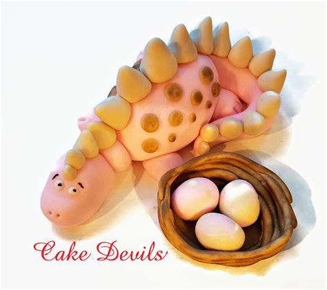 Fondant Dinosaur Cake Topper With Nest Of Dinosaur Eggs Handmade