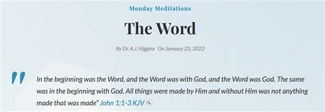 Monday Meditations January The Glorious Gospel