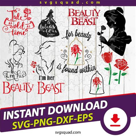 Beauty And The Beast Cricut File Svg, Png, Dxf, Eps LightBoxGoodMan
