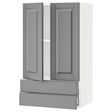Shipping throughout the us and canada. SEKTION / MAXIMERA Wall cabinet w 2 doors/2 drawers, white, Bodbyn gray, 24x15x40" - IKEA in ...