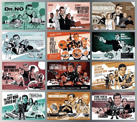 The Eon James Bond 007 Complete 25 Film Poster Collection 17 Etsy Fan Art Prints James Bond
