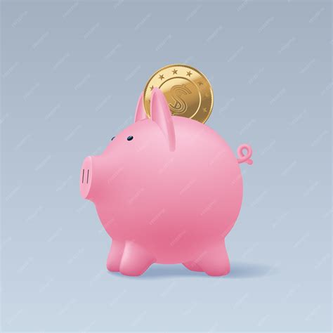 Premium Vector Pig Money Box With Realistic Golden Coins Illustration