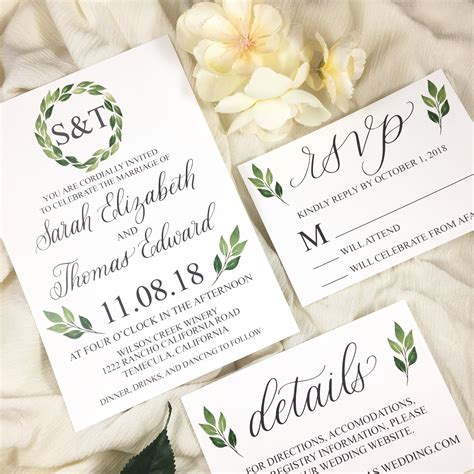 Simple Greenery Wedding Invitations Abc Wedding