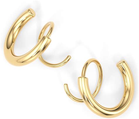KAIYA Premium Spiral Double Hoop Twist Earrings 14K Gold And Silver