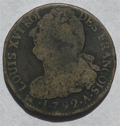 1792 France Louis Xvi 2 Sols M J Hughes Coins